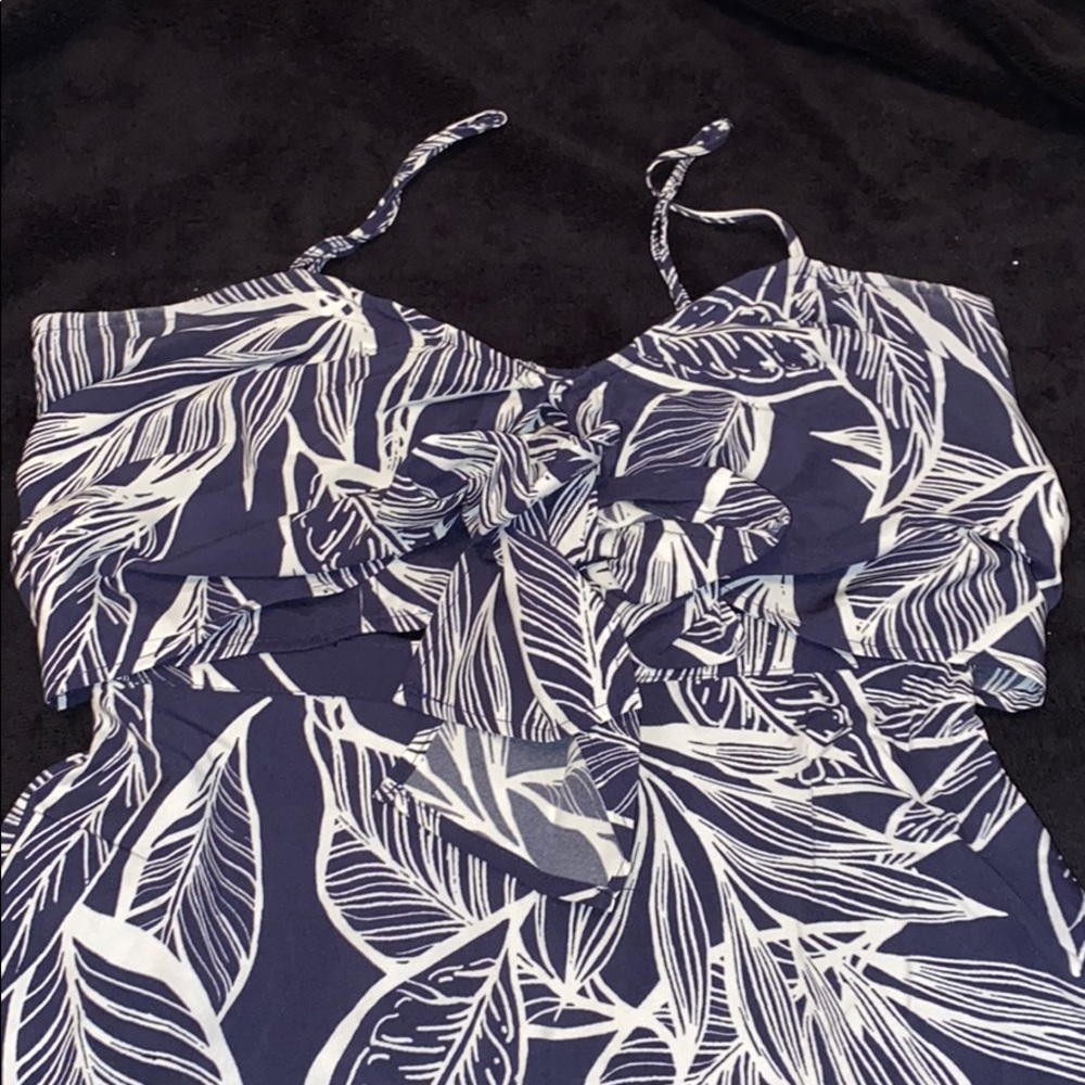 Navy blue palm print dress